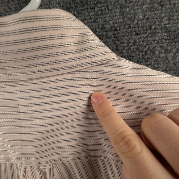 Faconnable Long Sleeve Button Up Shirt Women Pink Striped Large Cotton Adult - Picture 14 of 16